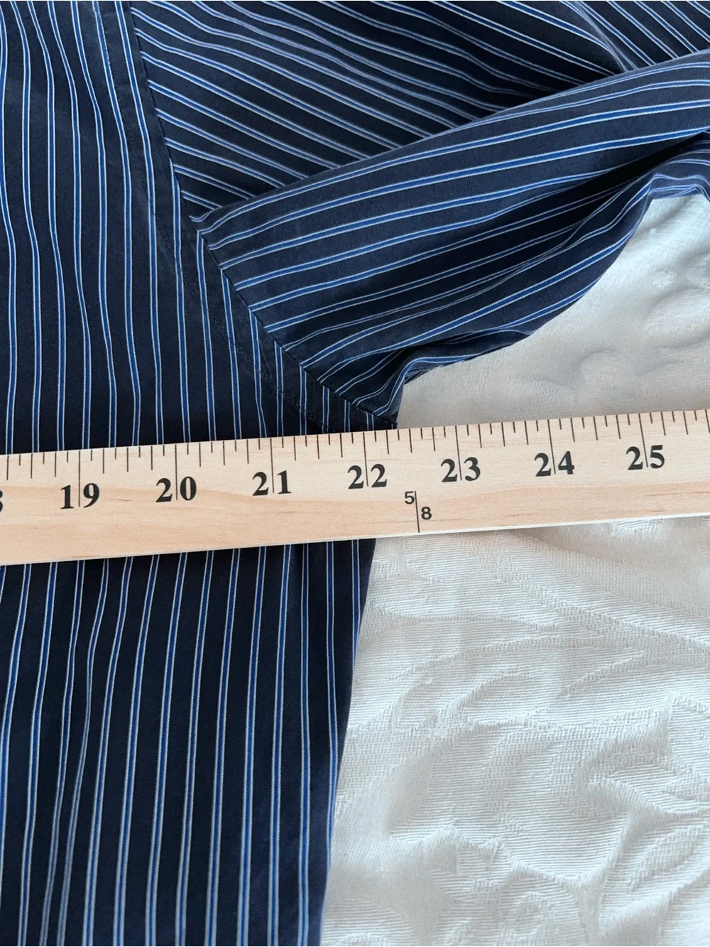Faconnable Navy Blue Pinstripe Long-Sleeve Dress Shirt-M